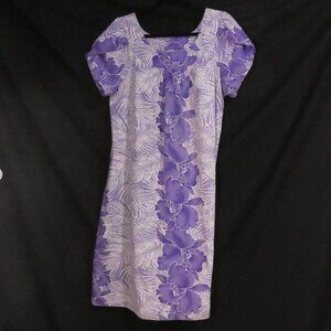 ROYAL CREATIONS Made In HAWAII large Orchid and Fern Hawaiian Muumuu Dress